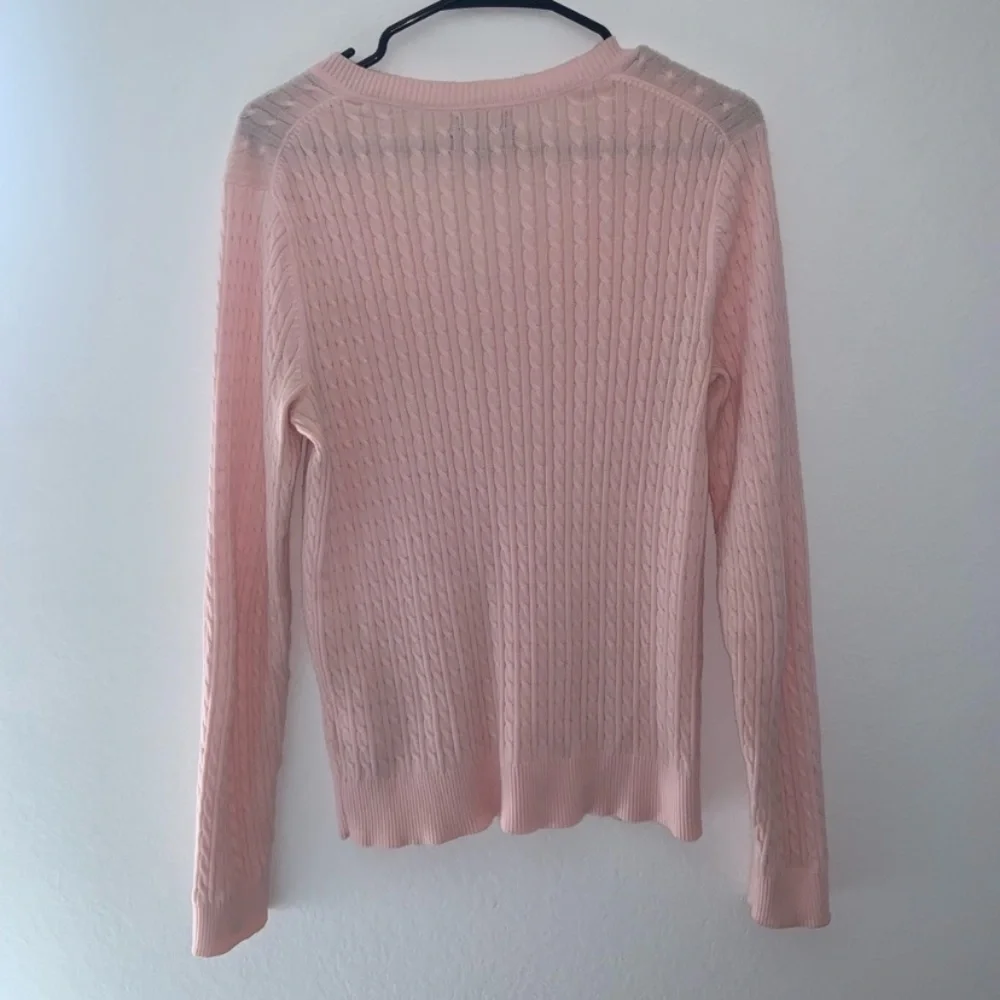 Tommy Hilfiger Pink Knit 100% Cotton V-Neck Sweater